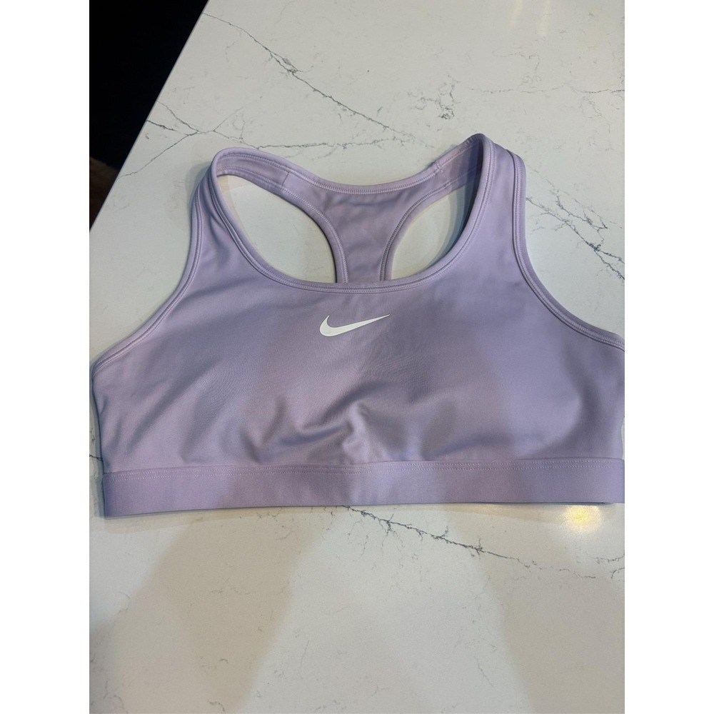 Nike Women's Dri-FIT Racerback Sports Bra Lavender Purple Logo SZ MED